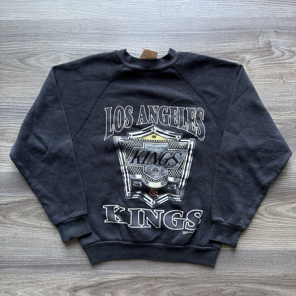 VTG 90s Los Angeles Kings Sweatshirt Boys Youth Black NHL Hockey Crewneck M